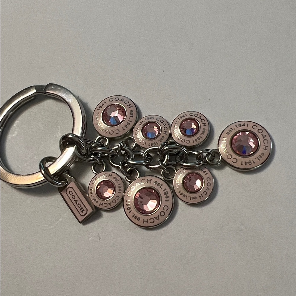 Coach -  Breast Cancer Awareness Pink Dangling Rhinestone Key Fob Keychain - Picture 8 of 16